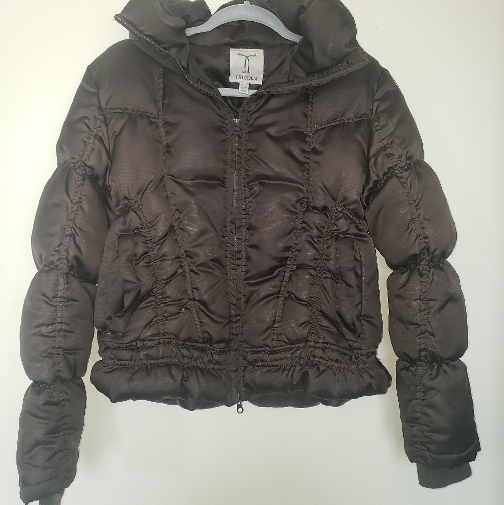 Tristan & Iseut Brown Hooded Puffer Coat  Size M